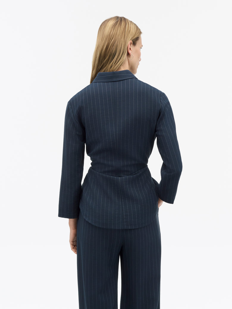 Chemise à rayures sur mesure Felix - Bleu foncé