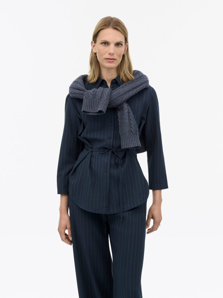 Chemise à rayures sur mesure Felix - Bleu foncé