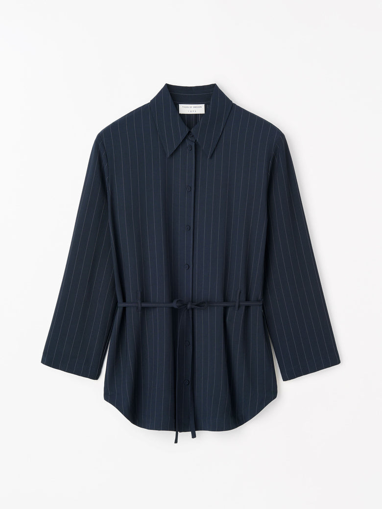 Chemise à rayures sur mesure Felix - Bleu foncé