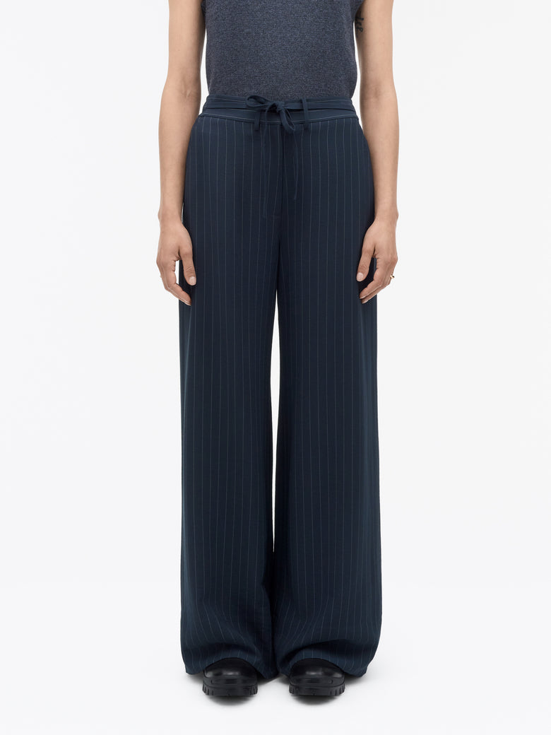 Pantalon à rayures ajusté Ellis - Bleu foncé