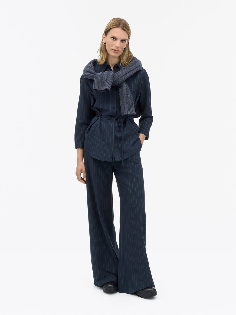 Pantalon à rayures ajusté Ellis - Bleu foncé