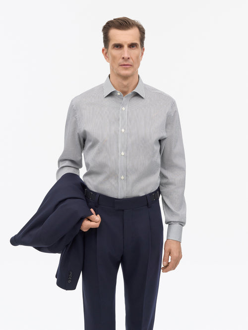 Adley C Cotton Stripe Shirt - Grey