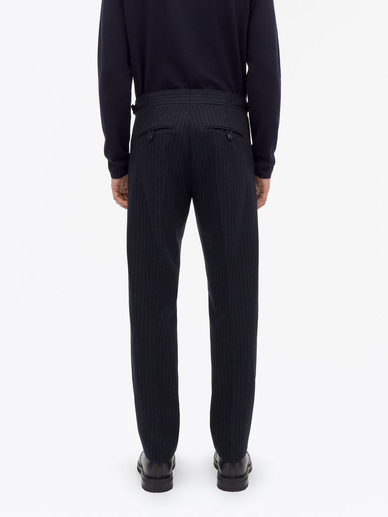Tense A Pinstripe Wool Trousers - Blue