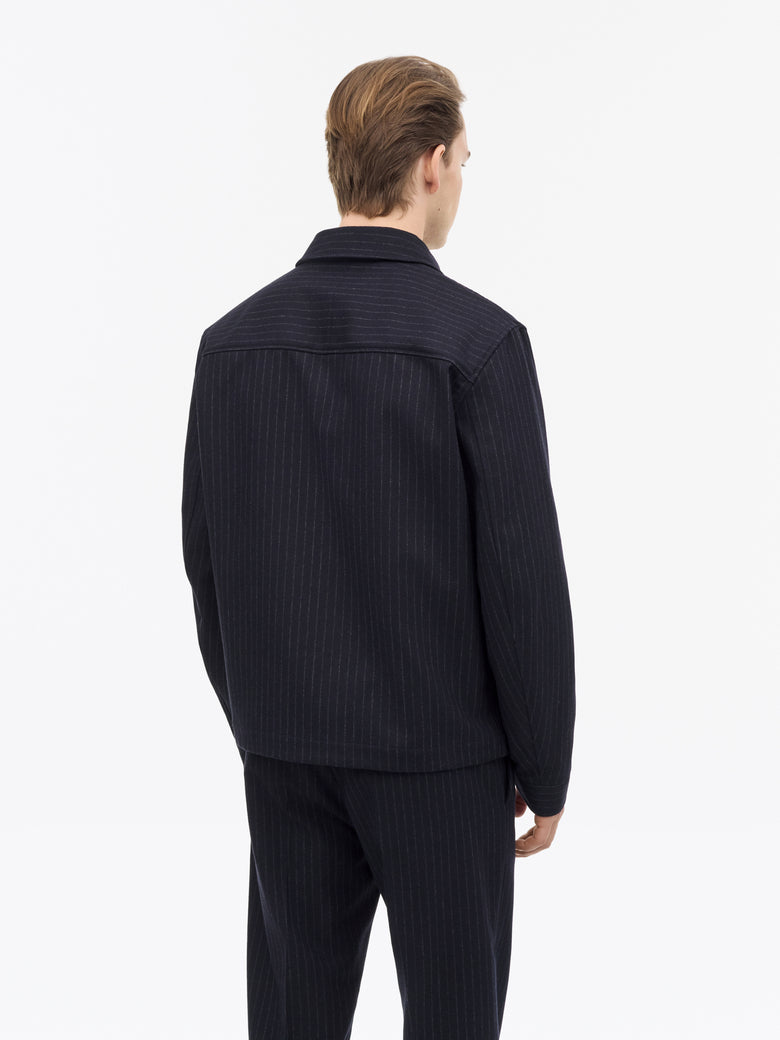 Barnaby C Pinstripe Shirt Jacket - Blue