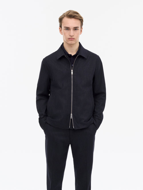 Barnaby C Pinstripe Shirt Jacket - Blue