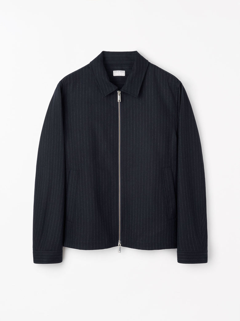 Barnaby C Pinstripe Shirt Jacket - Blue