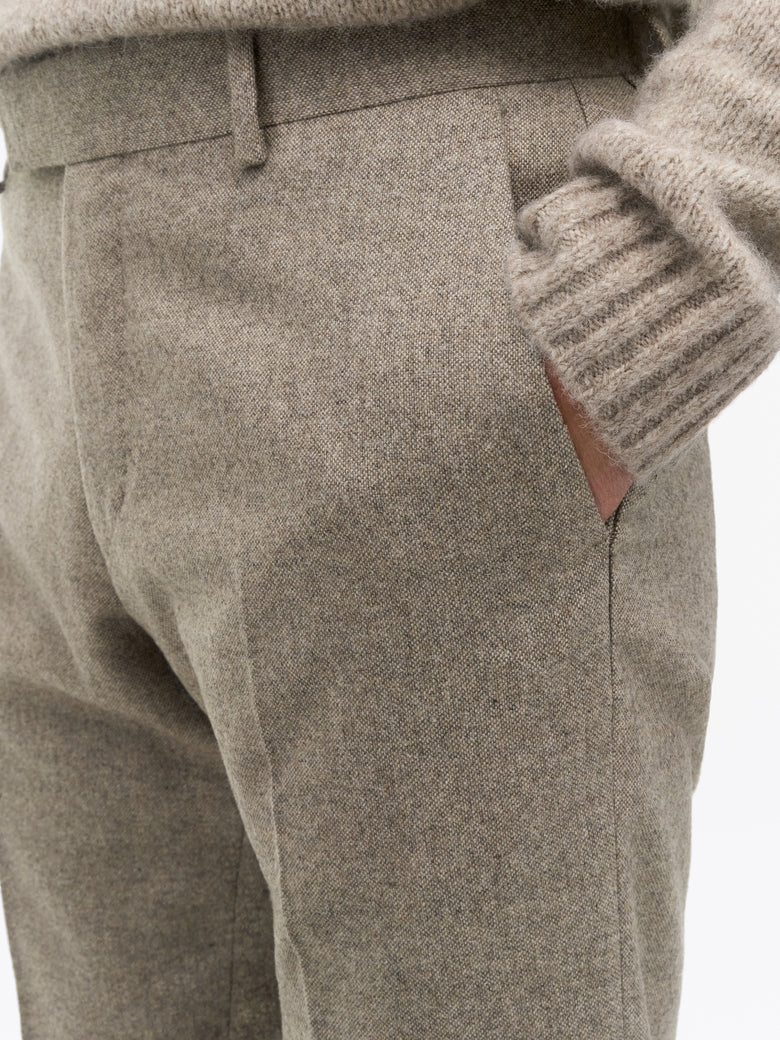 Tenuta Brushed Wool Trousers - Dark Beige