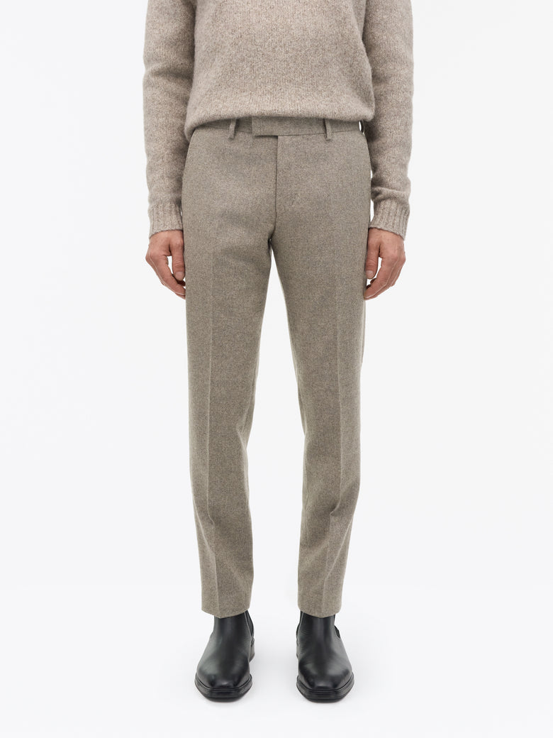 Tenuta Brushed Wool Trousers - Dark Beige