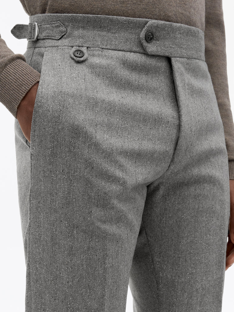 Tense A Herringbone Trousers - Grey