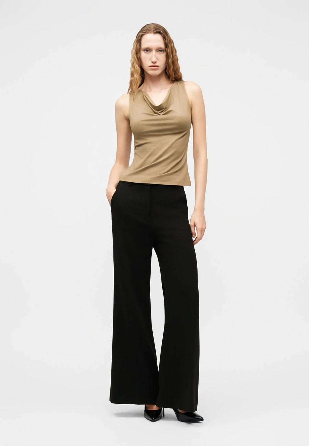 Elois Cowl-Neck Top - Artichoke Grey