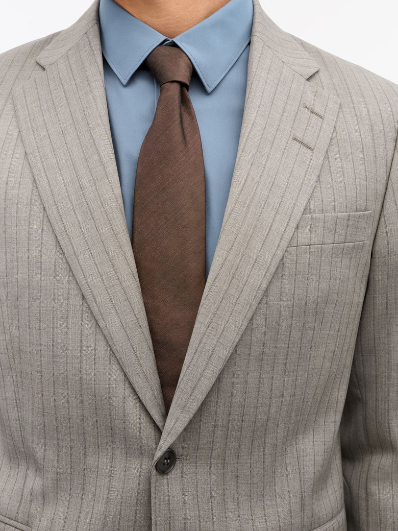 Ease Pinstriped Wool Jacket - Clay
