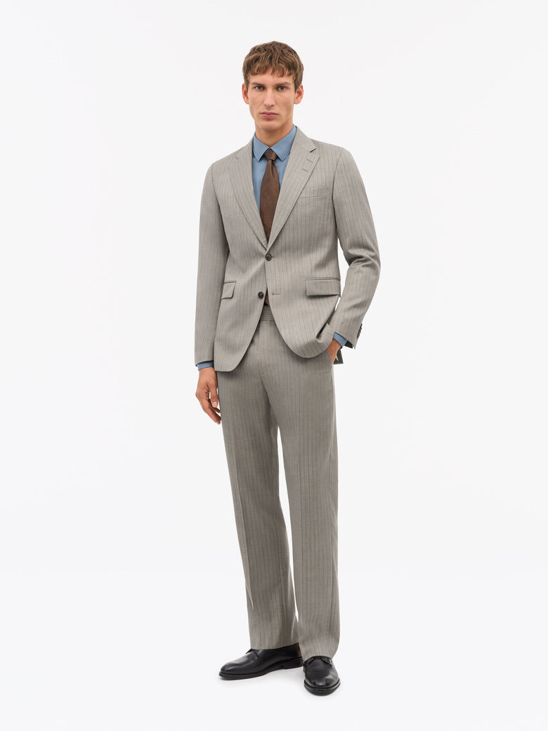 Ease Pinstriped Wool Jacket - Clay