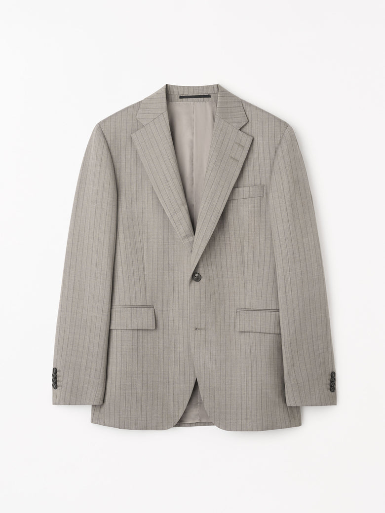 Ease Pinstriped Wool Jacket - Clay