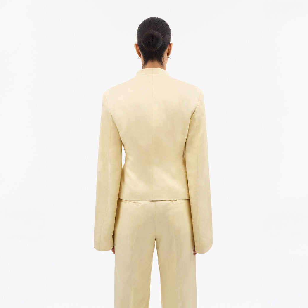 Audris Tuxedo Linen Jacket - Buttermilk Scotch Yellow
