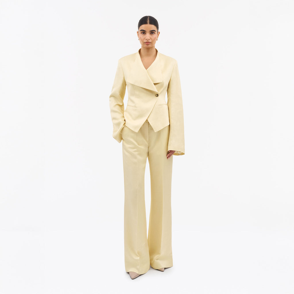 Audris Tuxedo Linen Jacket - Buttermilk Scotch Yellow