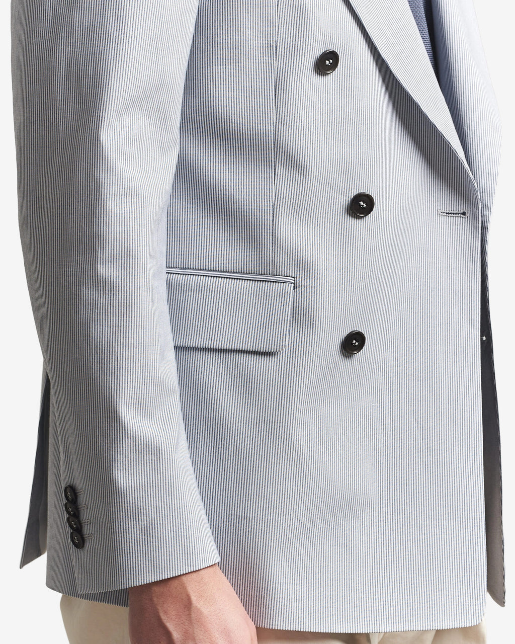 Ease Cotton Double Breasted Blazer - Thunder Blue