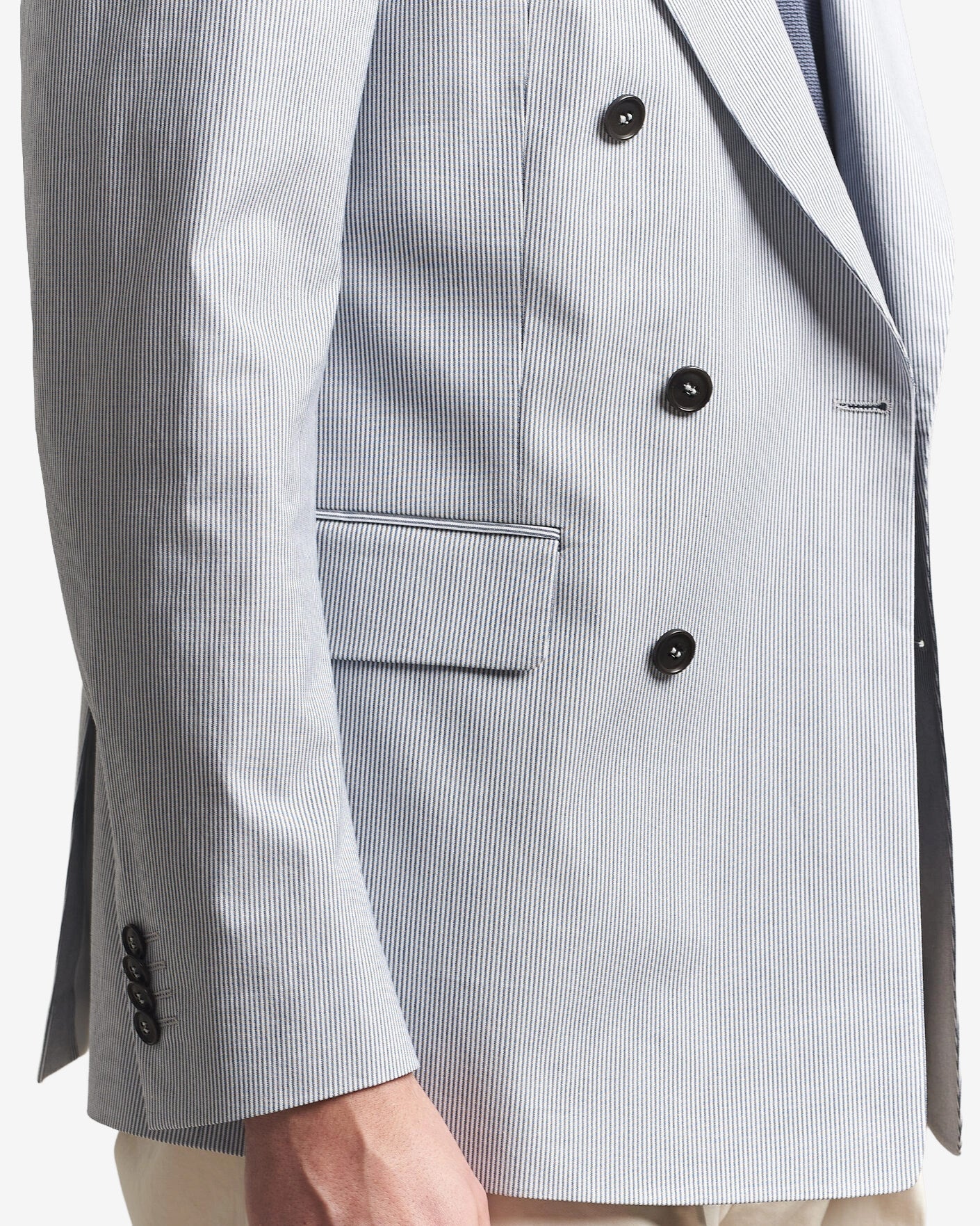 Ease Cotton Double Breasted Blazer - Thunder Blue
