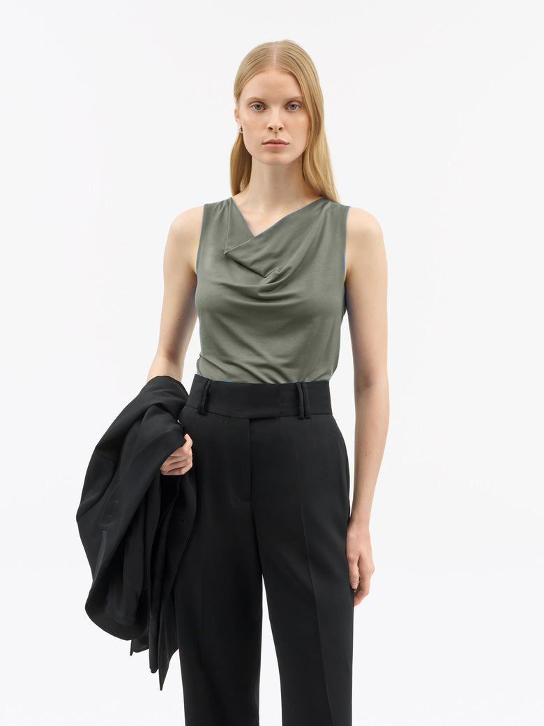 Elois Cowl-Neck Top - Artichoke Grey