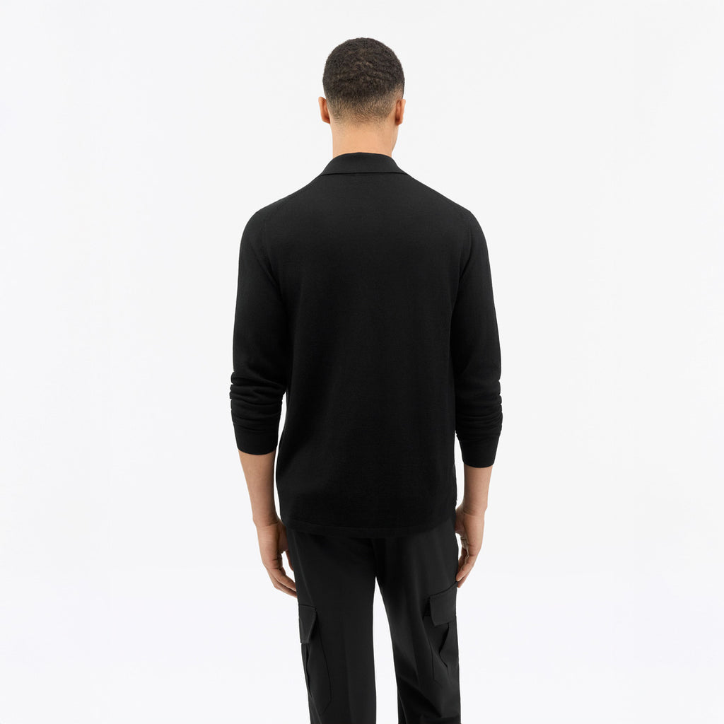 Erose Merino Wool Polo Shirt - Black