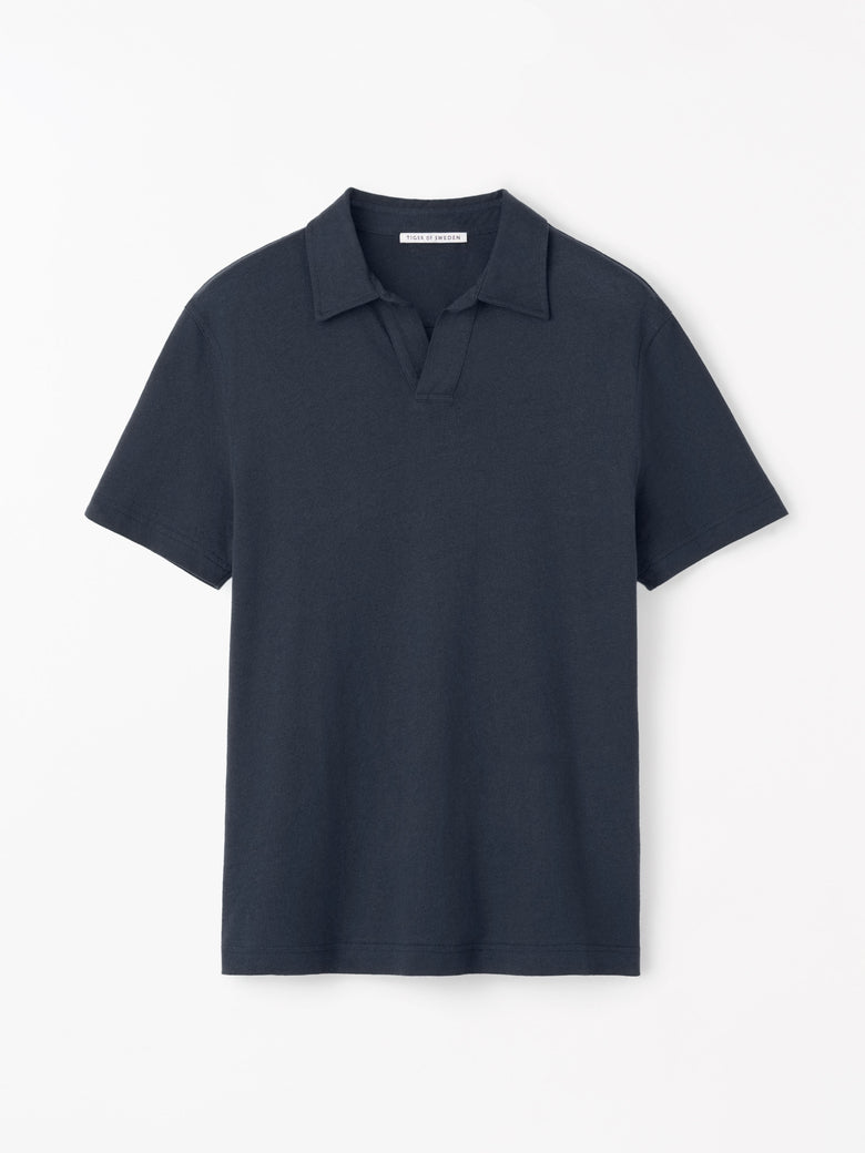 Ray Open-Neck Polo Shirt - Light Ink