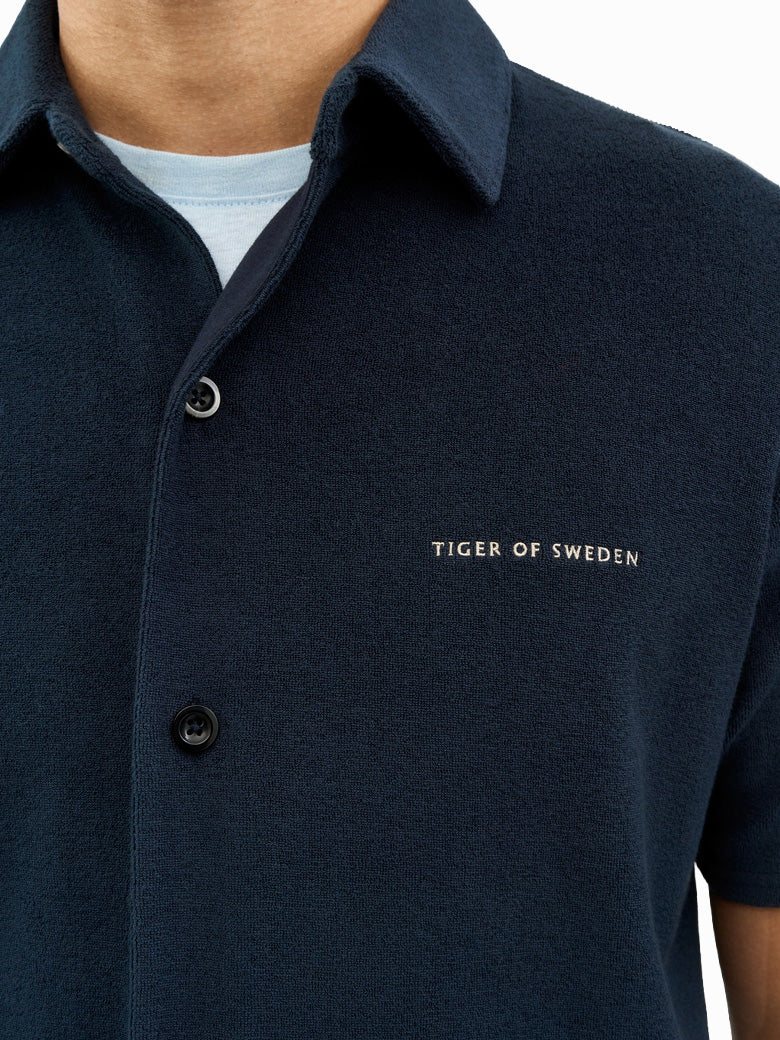 Saint Cotton Terry Polo Shirt - Light Ink