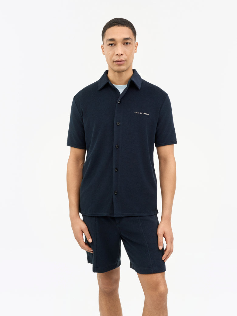 Saint Cotton Terry Polo Shirt - Light Ink
