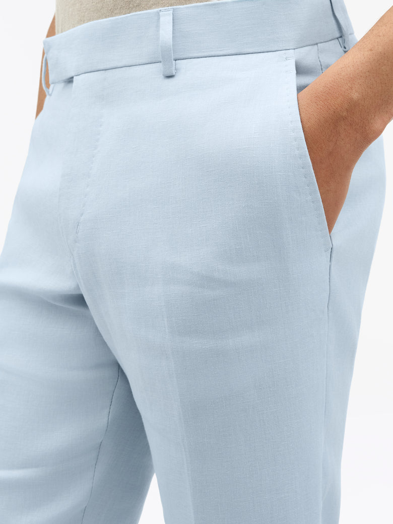 Tense Tapered Linen Trousers - Heather Blue