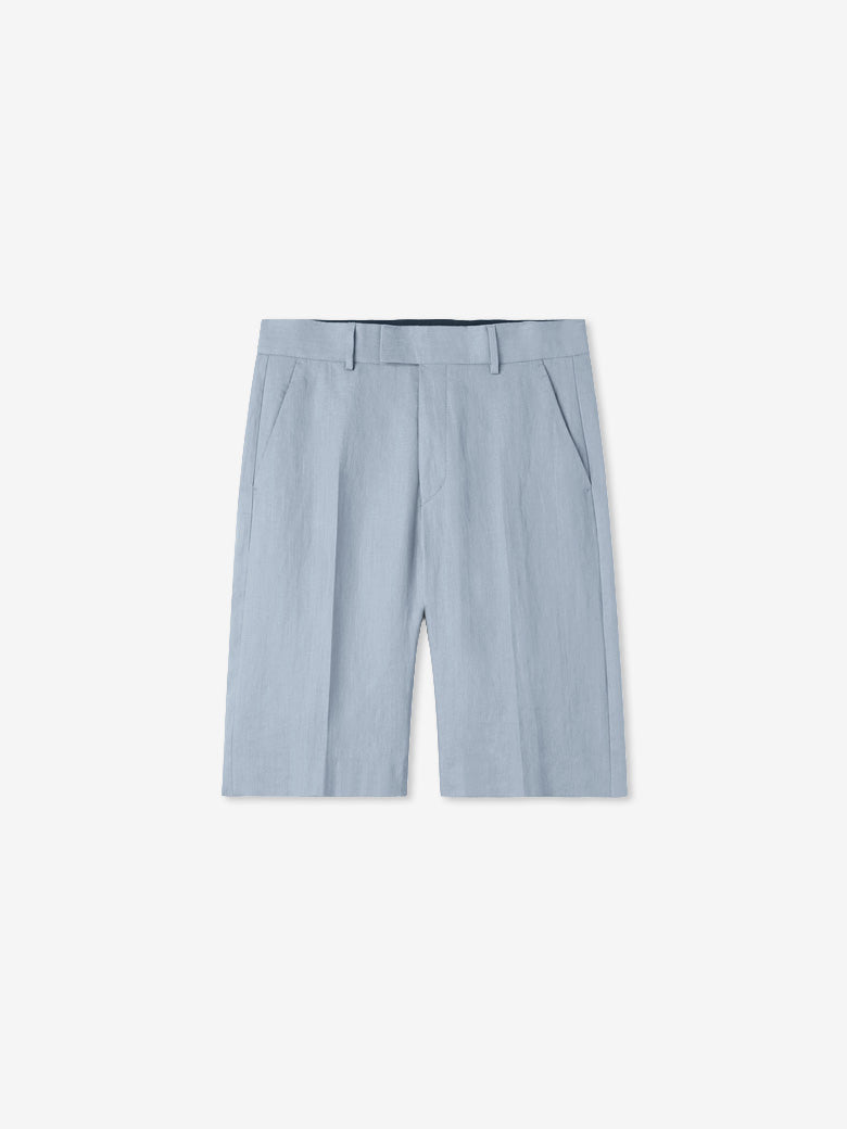 Troy Bermuda Linen Shorts - Heather Blue