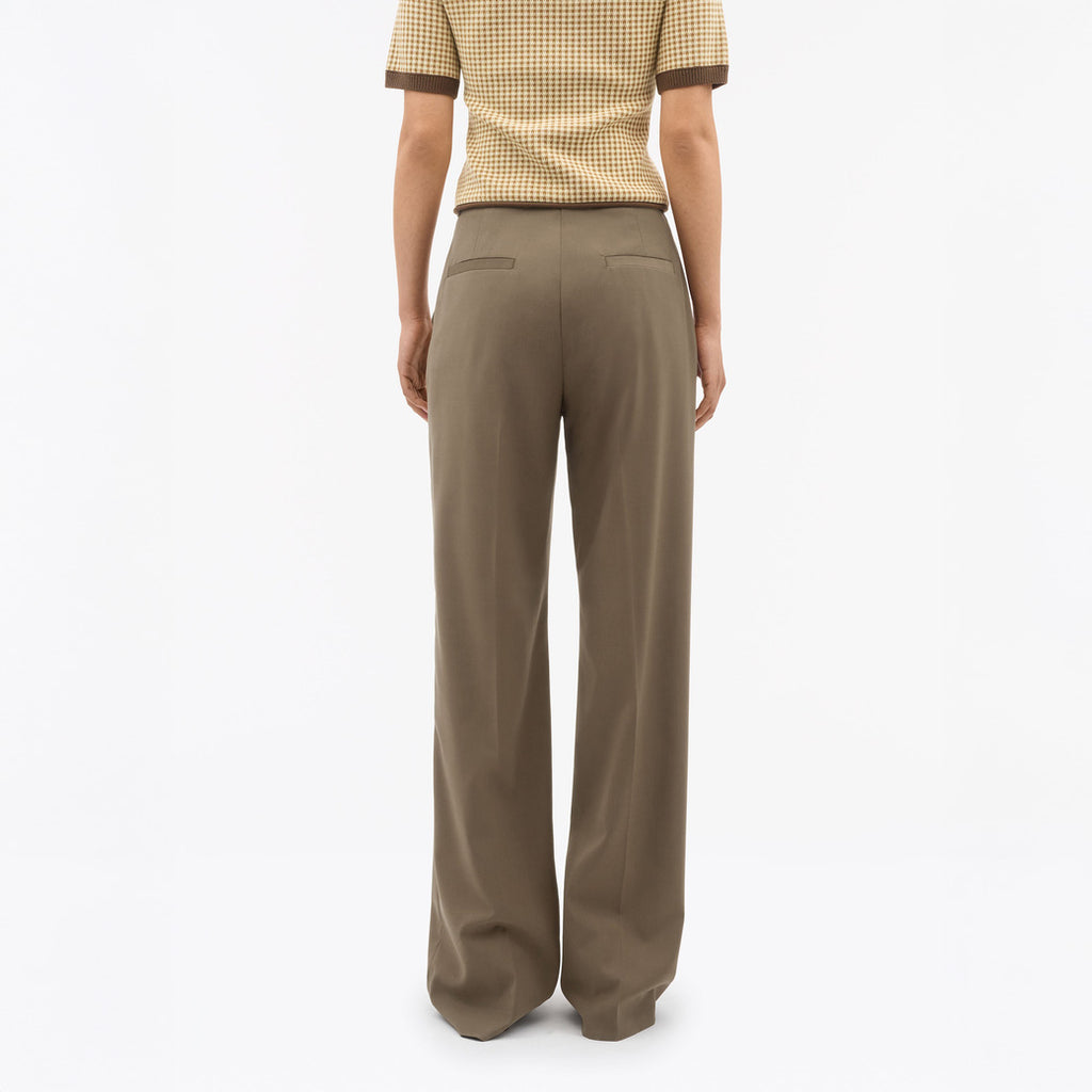 Umass Wide Mid Waist Trousers - Sawgrass Brown