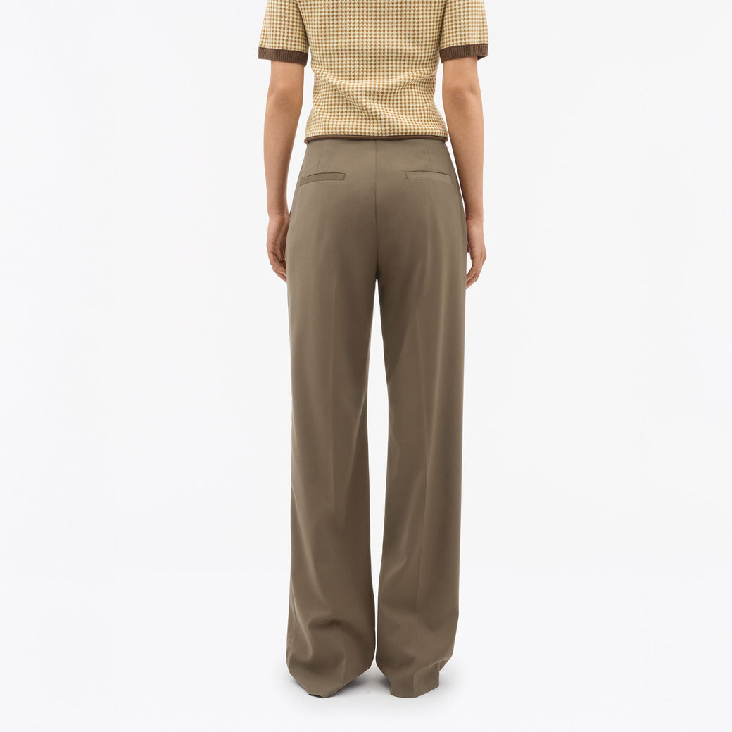 Umass Wide Mid Waist Trousers - Sawgrass Brown