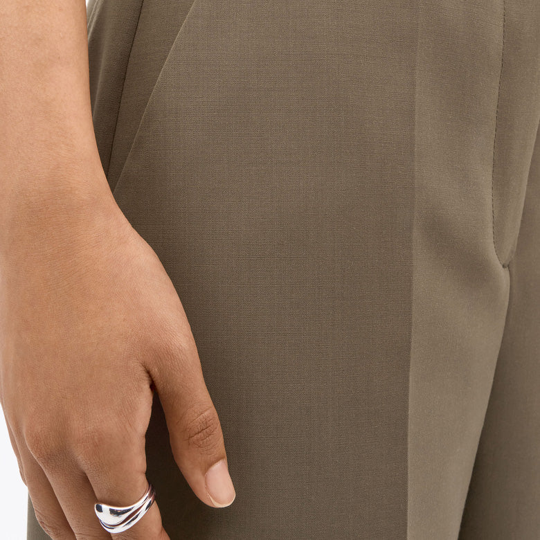 Umass Wide Mid Waist Trousers - Sawgrass Brown