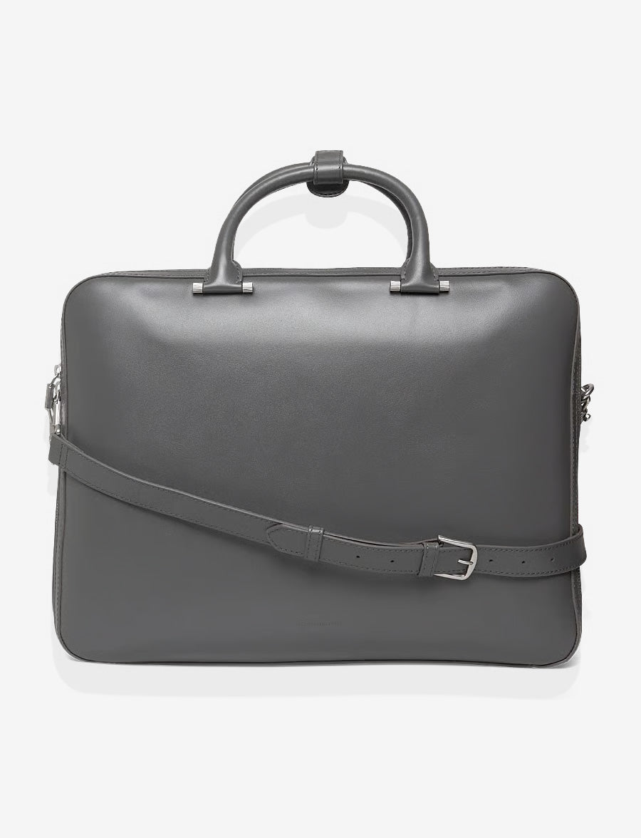 Valise Leather Bag- Jet Grey