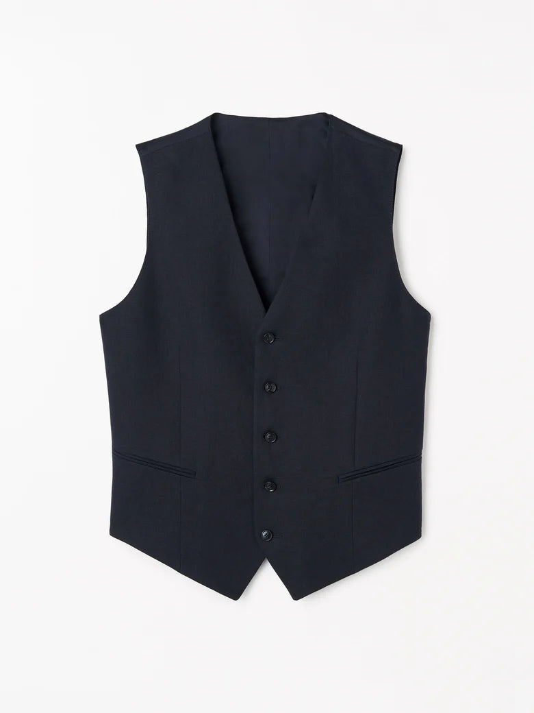 Winston Slim-Fit Linen Waistcoat - Midnight Blue